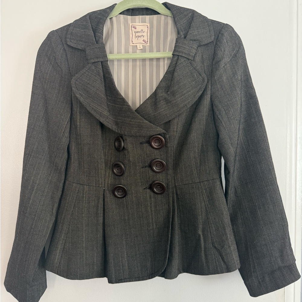 Nanette Lepore Dark Gray Double-Breasted Blazer
